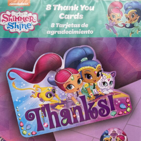 Nickelodeon Shimmer and Shine Birthday Party Thank You Cards SEALED (SKU: 268MI) - Picture 2 of 5